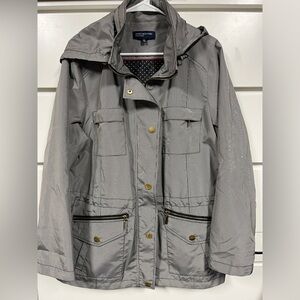 Jones New York Black Plaid Rain Jacket